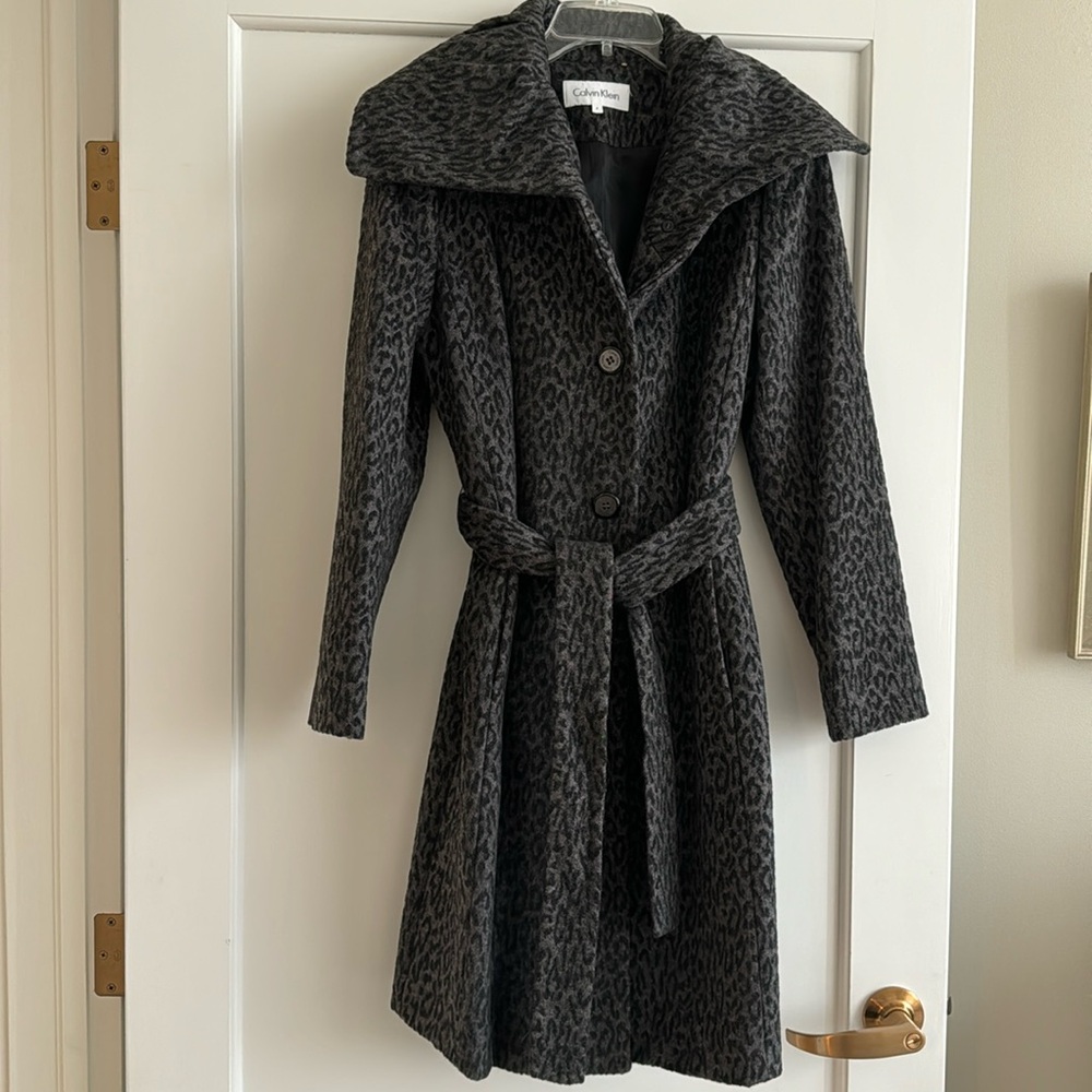 Calvin Klein leopard print coat